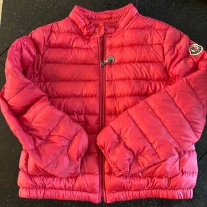 Moncler kids hot pink jacket. Only worn twice. Size 6. Runs small.